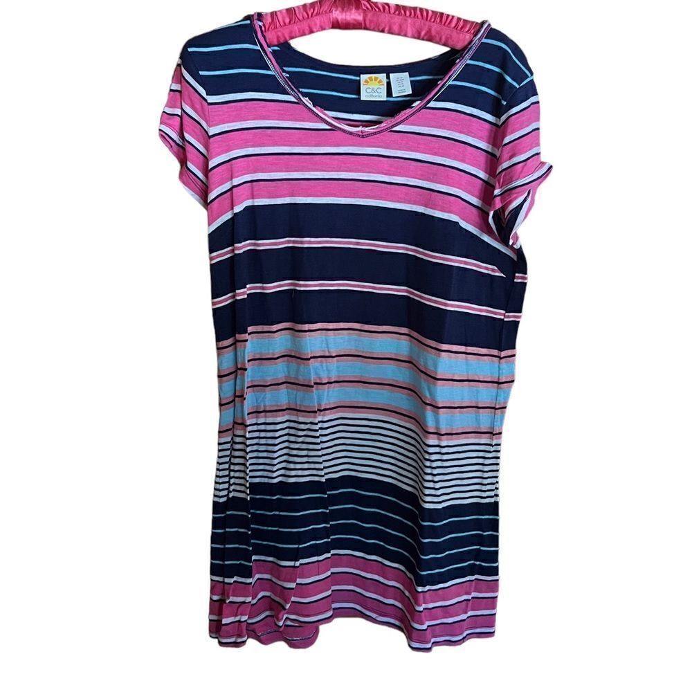 C&C California medium multicolor striped short sleeve shirt dress